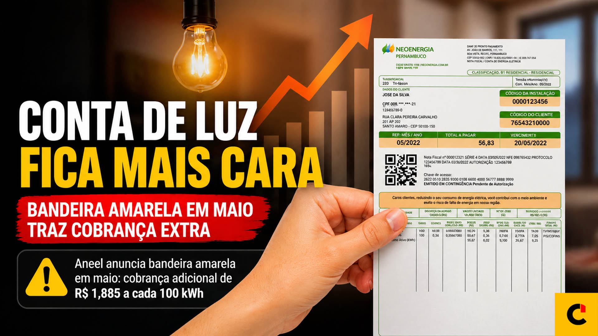 Conta de luz fica mais cara: Agência Nacional de Energia Elétrica anuncia bandeira amarela para maio